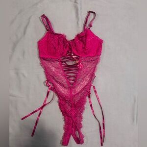 Victoria’s Secret Pink Lace Corset Teddy Bodysuit NWT – Size L